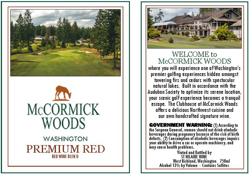 McCormick Woods wine label